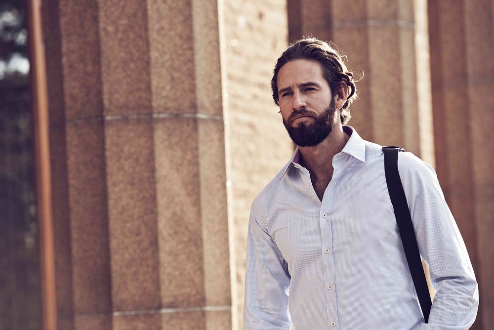 Рубашка мужская в клетку Tribeca, голубая / Миниатюра WWW (1000)