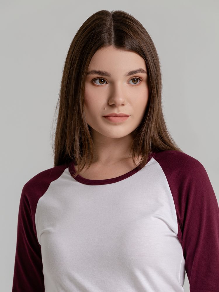 Футболка женская с длинным рукавом Milky Lsl, белая с бордовым / Миниатюра WWW (1000)