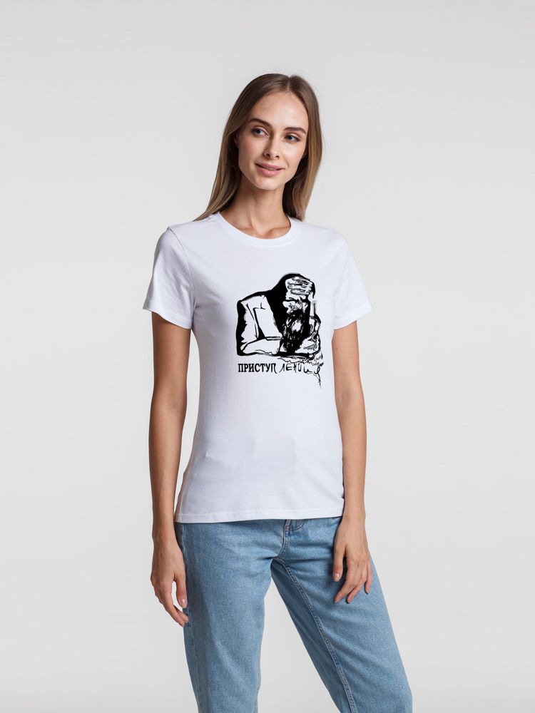 Футболка женская «Приступ лени», белая / Миниатюра WWW (1000)