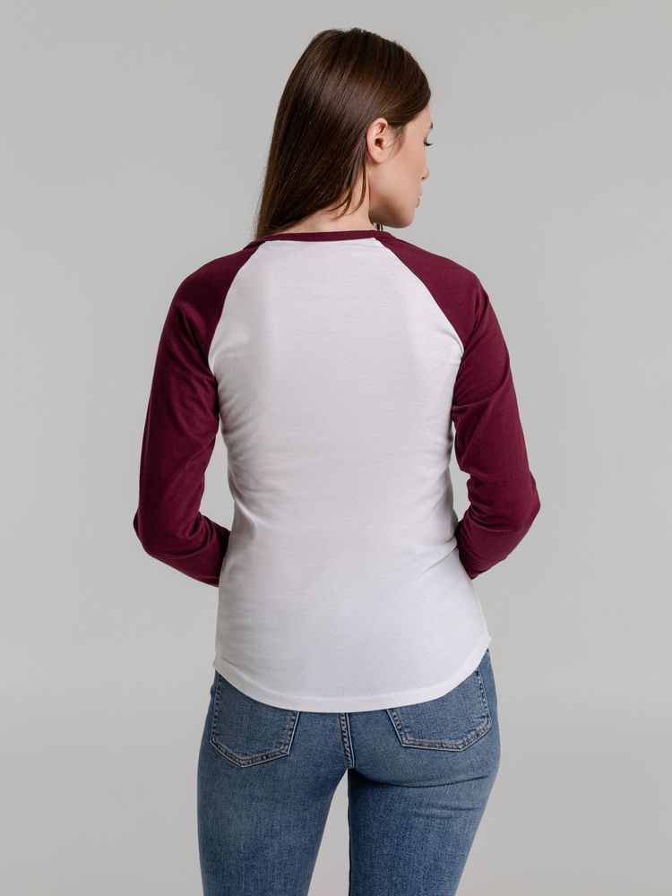 Футболка женская с длинным рукавом Milky Lsl, белая с бордовым / Миниатюра WWW (1000)