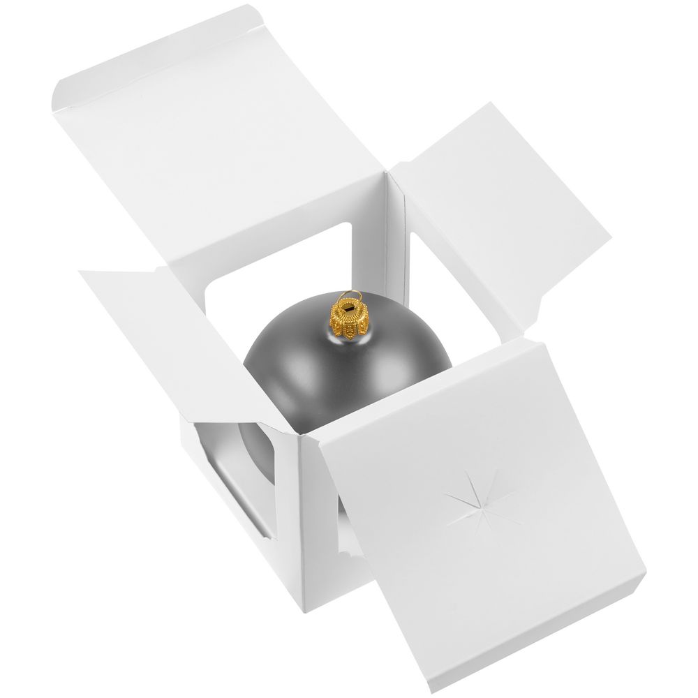 Елочный шар Gala Matt в коробке, серебристый, 8,5 см / Миниатюра WWW (1000)