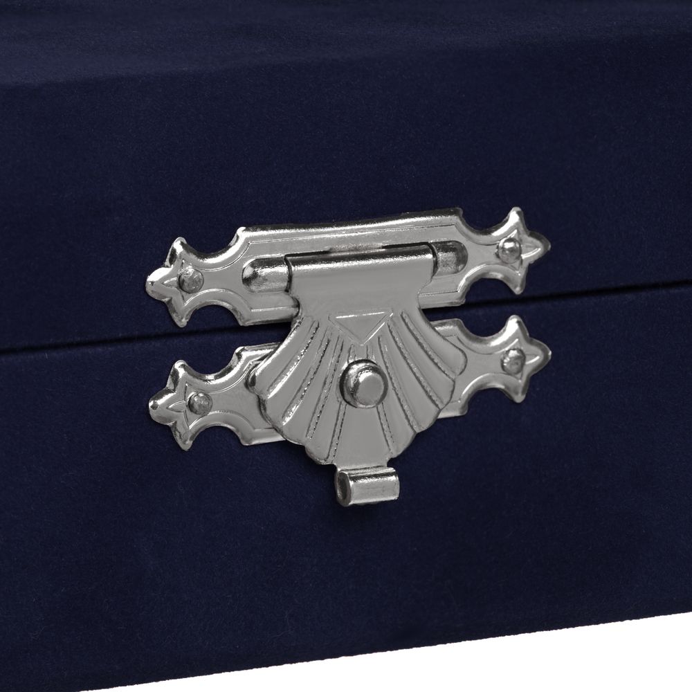 Шкатулка Velouria, синяя с серебристым замочком / Миниатюра WWW (1000)