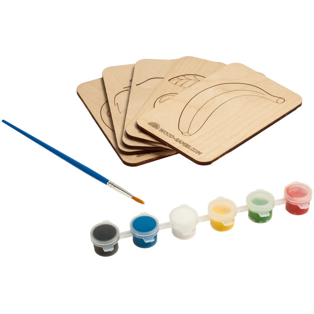 Карточки-раскраски Wood Games, фрукты / Миниатюра WWW (1000)