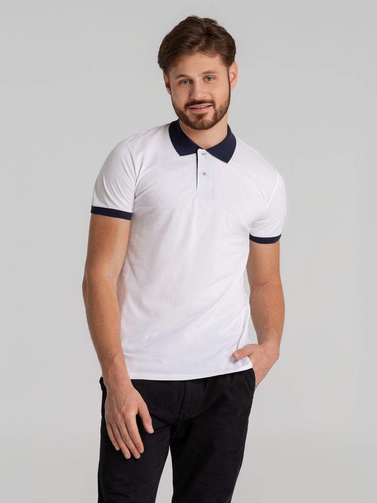 Рубашка поло Prince 190, белая с темно-синим / Миниатюра WWW (1000)