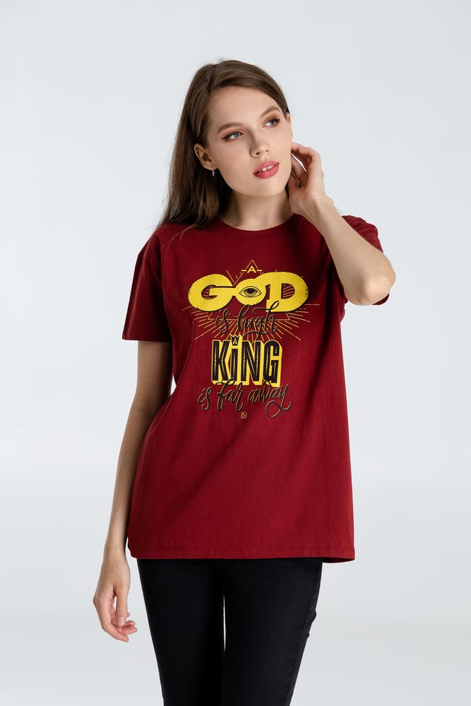 Футболка A God is High, гранатово-красная / Миниатюра WWW (1000)