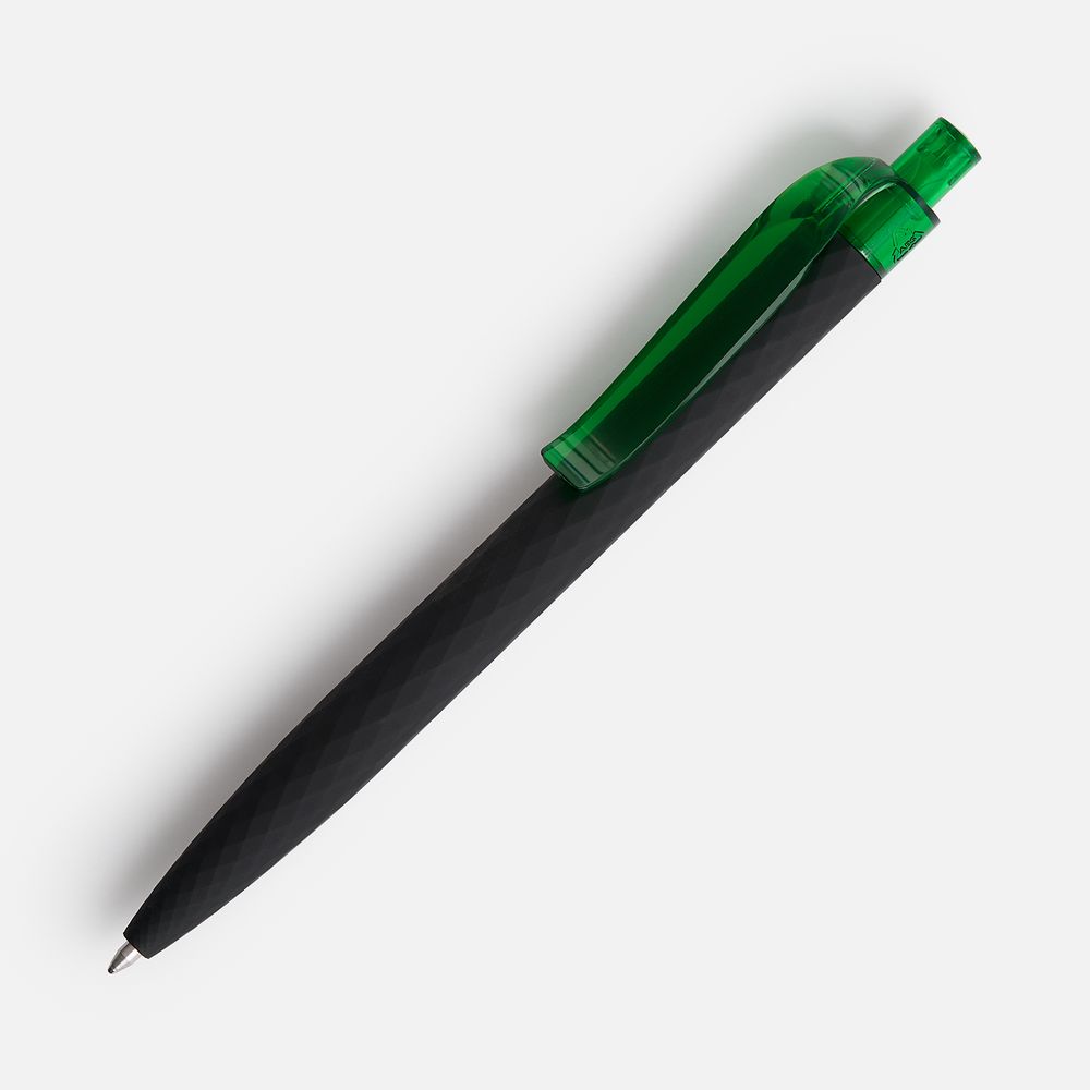 Ручка шариковая Prodir QS01 PRT-P Soft Touch, черная с зеленым / Миниатюра WWW (1000)