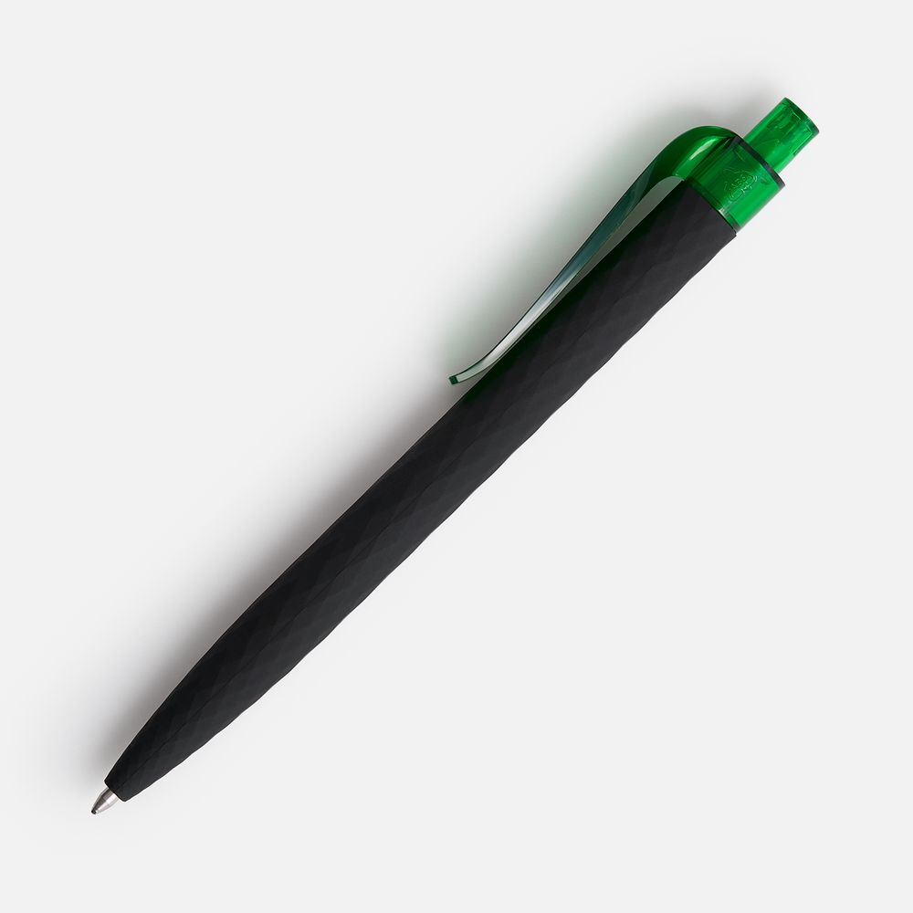 Ручка шариковая Prodir QS01 PRT-P Soft Touch, черная с зеленым