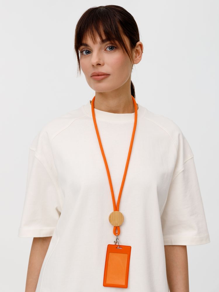 Шнурок для бейджа Tube Wood, оранжевый / Миниатюра WWW (1000)