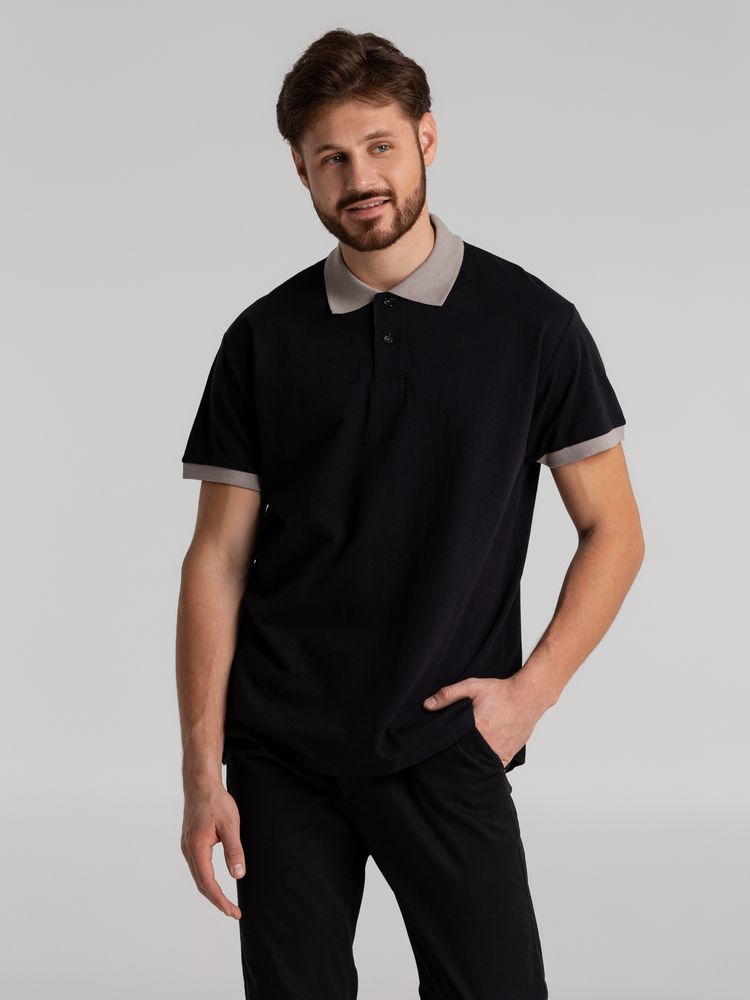 Рубашка поло Prince 190, черная с серым / Миниатюра WWW (1000)