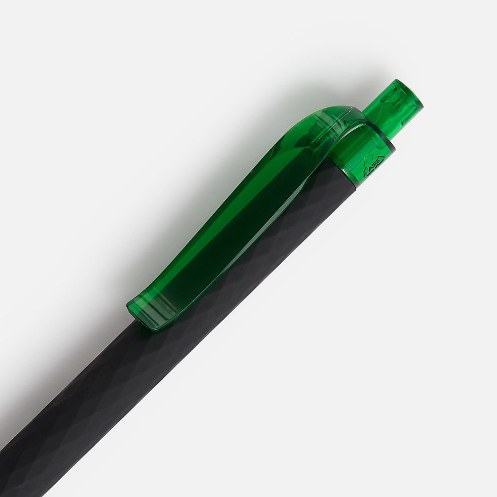 Ручка шариковая Prodir QS01 PRT-P Soft Touch, черная с зеленым / Миниатюра WWW (1000)