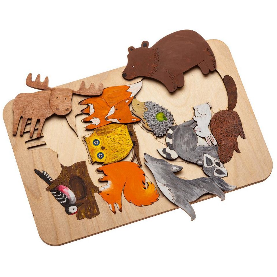 Пазл-раскраска Wood Games, лесные жители / Миниатюра WWW (1000)