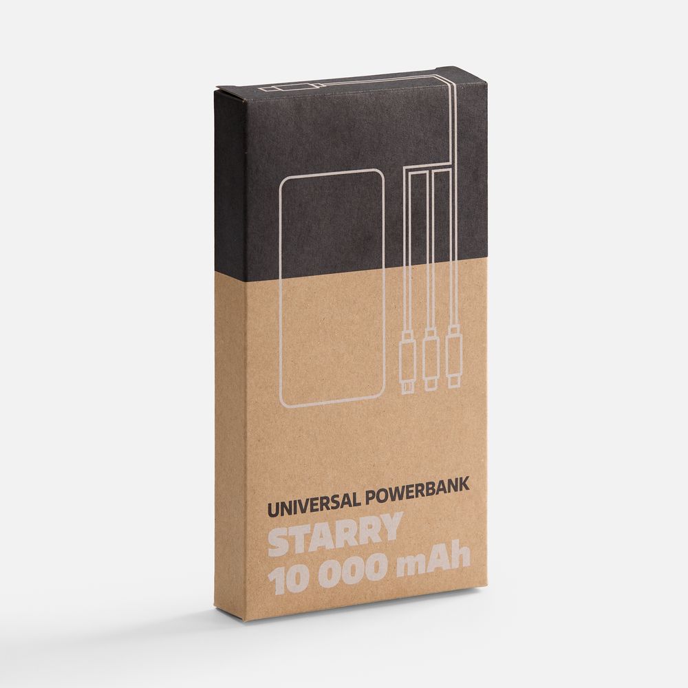 Аккумулятор Uniscend Starry с подсветкой, 10000 мАч, темно-серый / Миниатюра (упак) (1000)