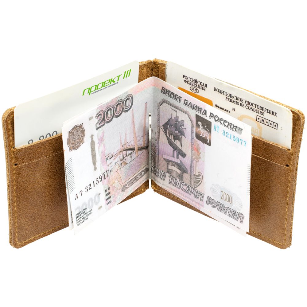 Зажим для купюр Apache, светло-коричневый (camel) / Миниатюра WWW (1000)