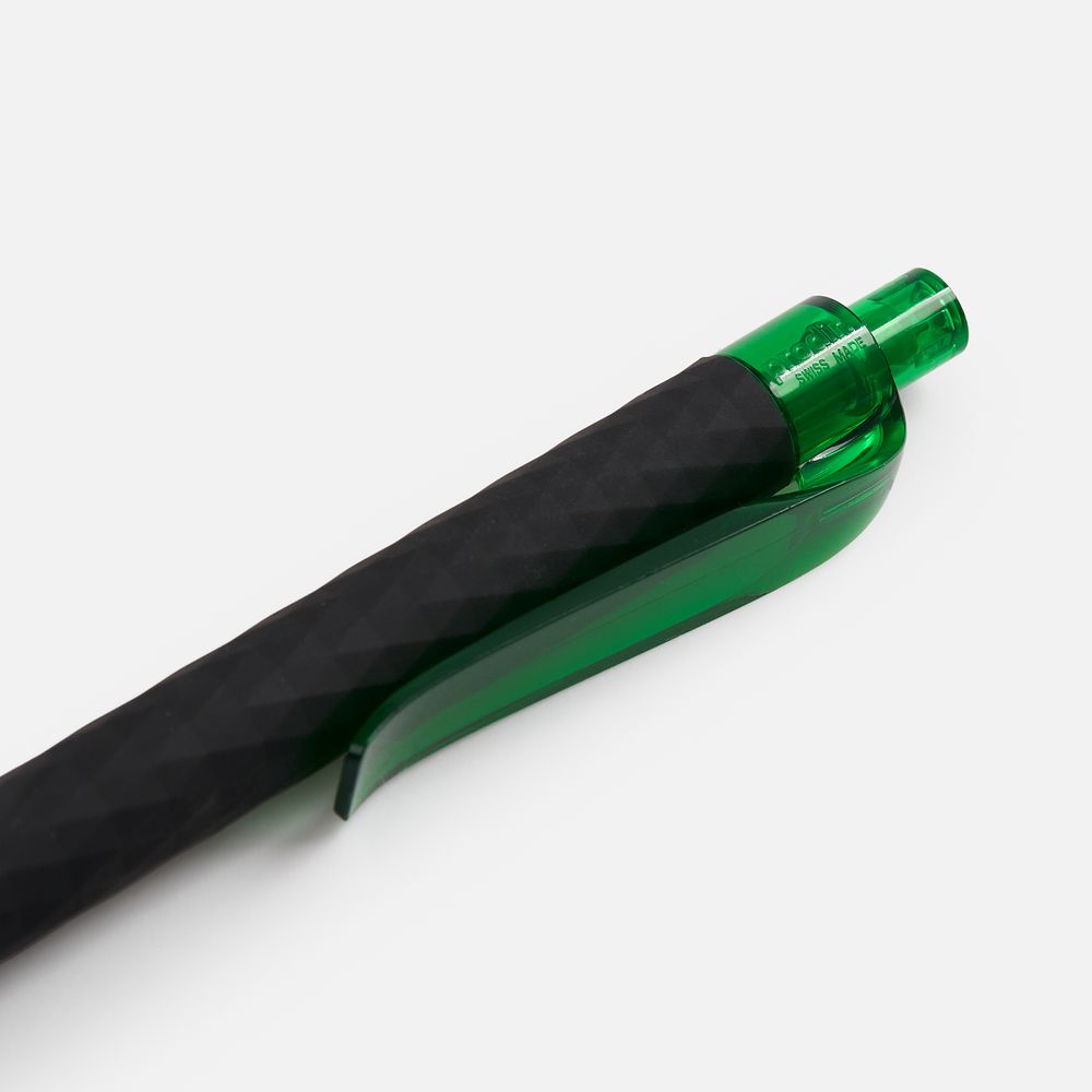 Ручка шариковая Prodir QS01 PRT-P Soft Touch, черная с зеленым / Миниатюра WWW (1000)