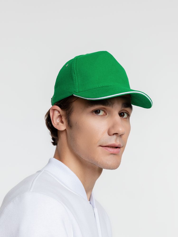 Бейсболка Classic, ярко-зеленая с белым кантом / Миниатюра WWW (1000)