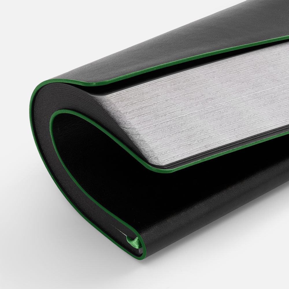 Ежедневник Trait, недатированный, черный с зеленым / Миниатюра WWW (1000)