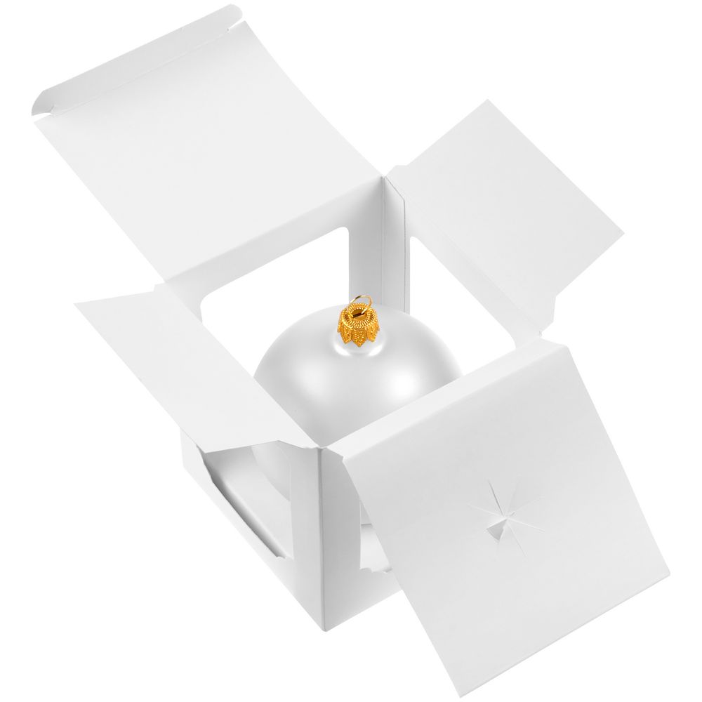 Елочный шар Gala Matt в коробке, белый, 10 см / Миниатюра WWW (1000)