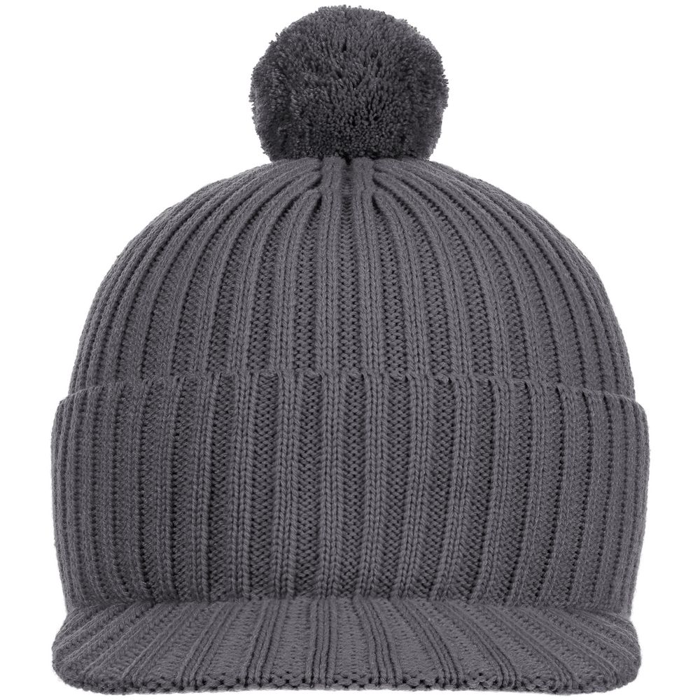 Вязаная шапка с козырьком Peaky, серая (антрацит) / Миниатюра WWW (1000)