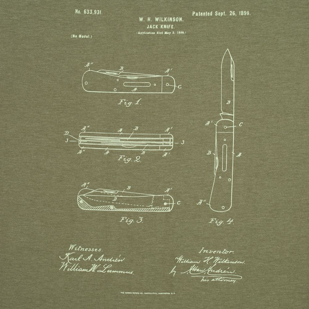 Футболка приталенная Old Patents. Knife, меланж хаки / Миниатюра WWW (1000)