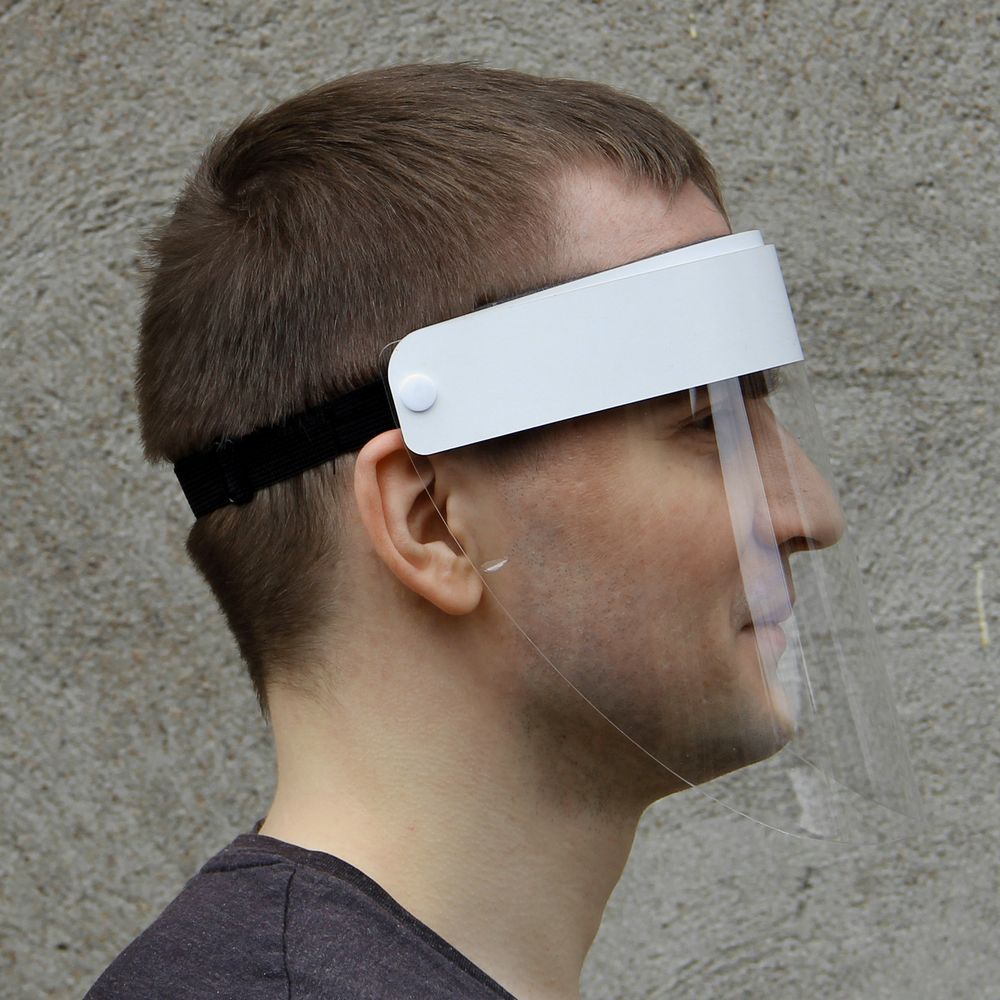 Прозрачный экран для лица Barrier, немедицинский, с белой лентой / Миниатюра WWW (1000)