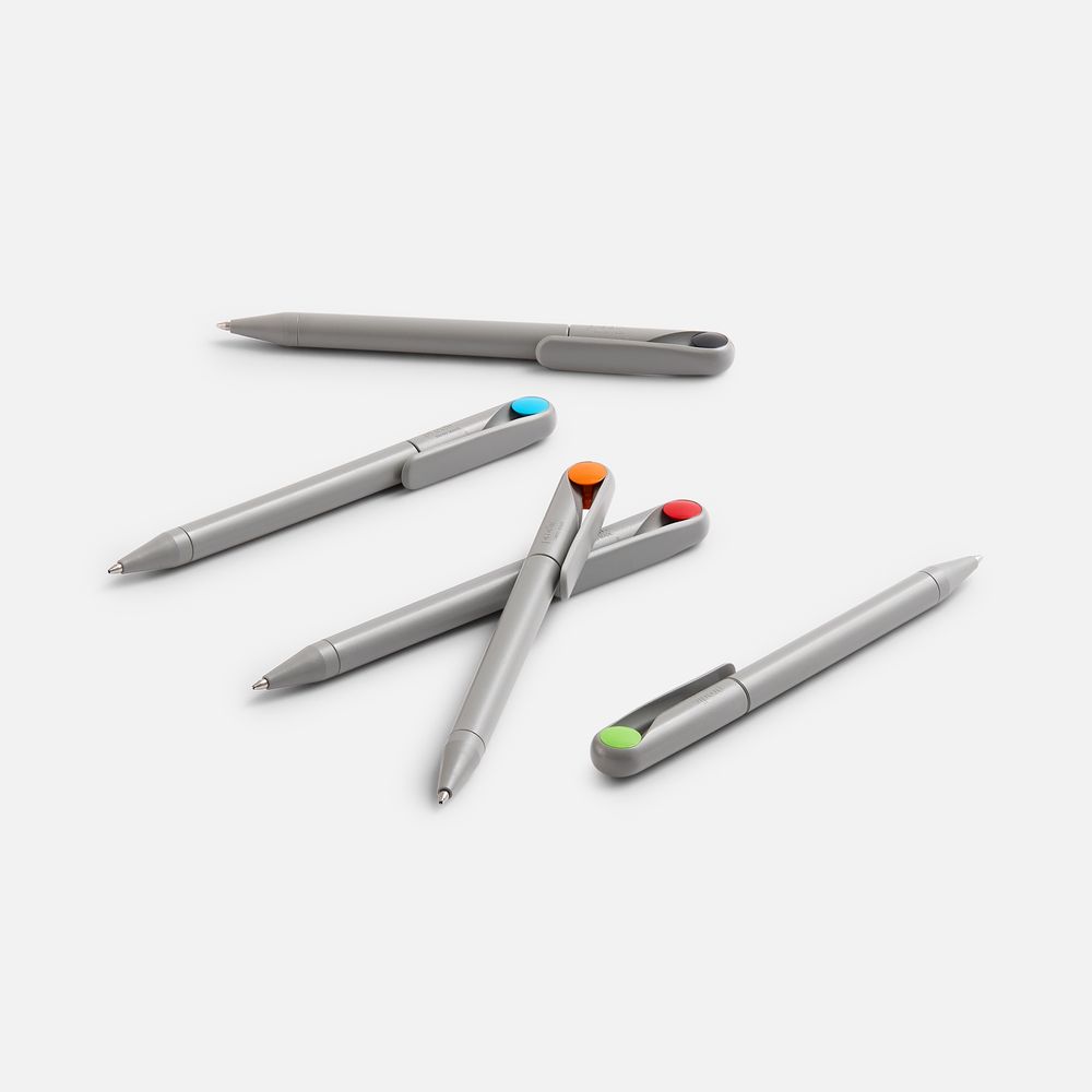 Ручка шариковая Prodir DS1 TMM Dot, серая с голубым / Миниатюра WWW (1000)