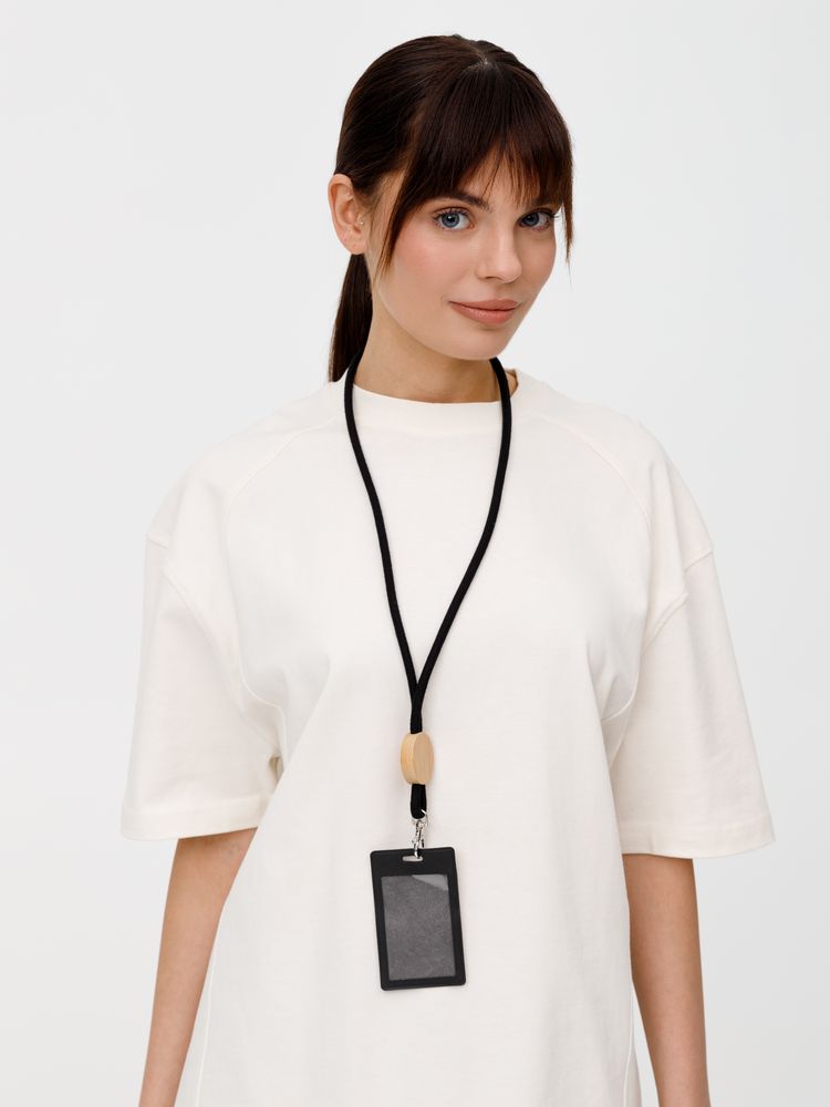 Шнурок для бейджа Tube Wood, черный / Миниатюра WWW (1000)