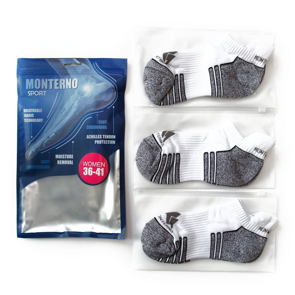 Набор из 3 пар спортивных женских носков Monterno Sport, белый / Миниатюра WWW (1000)