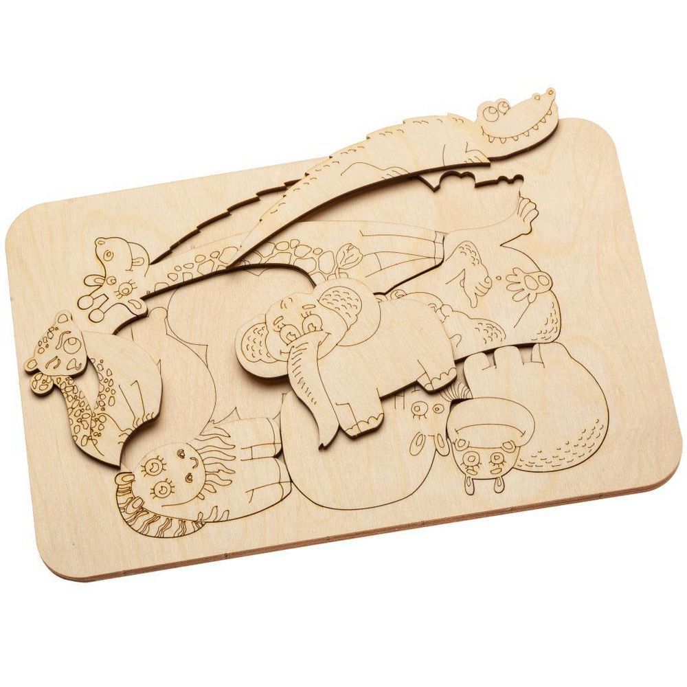 Пазл-раскраска Wood Games, африканские животные / Миниатюра WWW (1000)