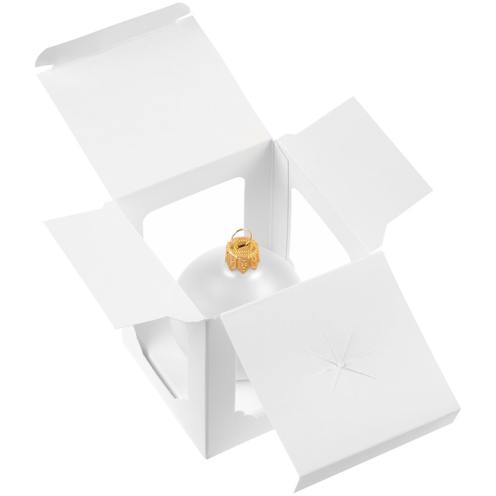 Елочный шар Gala Matt в коробке, белый, 8,5 см / Миниатюра WWW (1000)