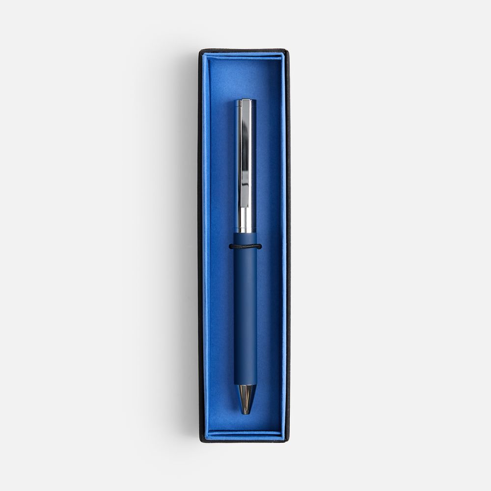 Ручка шариковая Eyeshot Soft Touch в футляре, темно-синяя / Миниатюра WWW (1000)