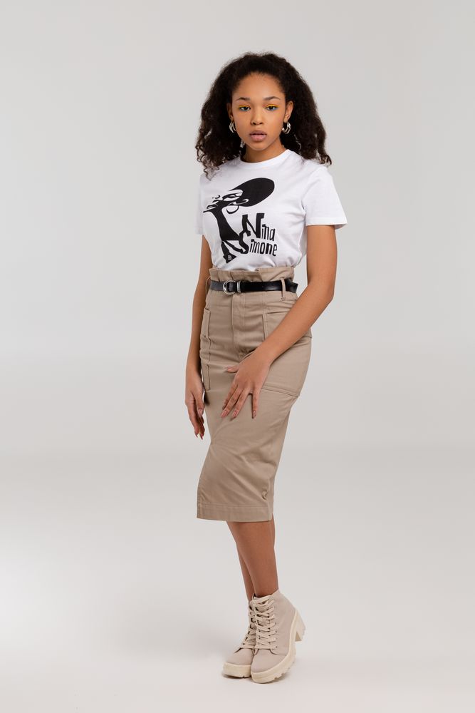 Футболка женская «Меламед. Nina Simone», белая / Миниатюра WWW (1000)