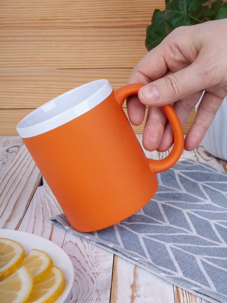 Кружка StopSpot с покрытием софт-тач, оранжевая / Миниатюра WWW (1000)