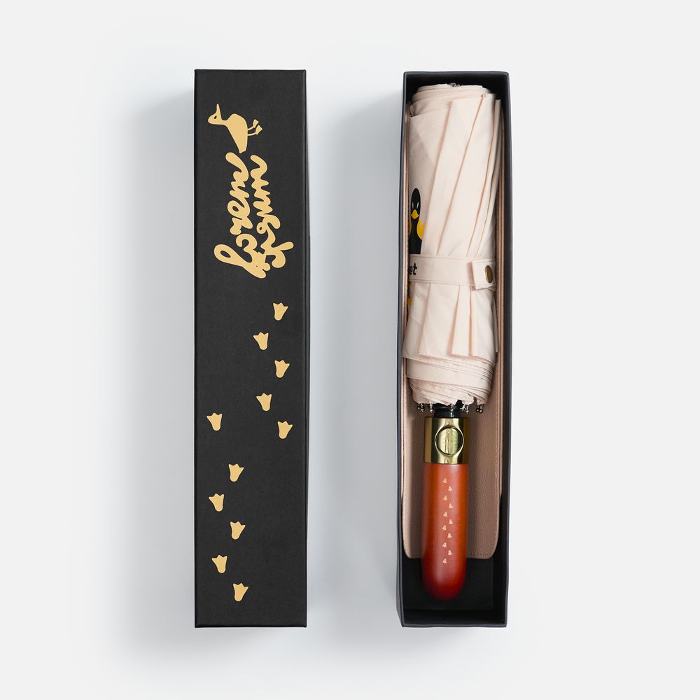 Зонт складной Cloudburst в подарочной упаковке, бежевый / Миниатюра нанесения (1000)