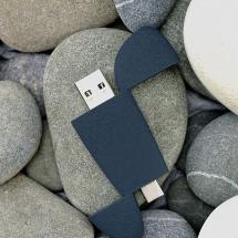 Флешка Pebble Type-C, USB 3.0, серо-синяя, 16 Гб / Миниатюра WWW (1000)