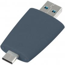 Флешка Pebble Type-C, USB 3.0, серо-синяя, 16 Гб / Миниатюра WWW (1000)