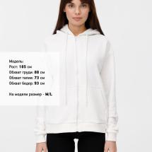 Толстовка унисекс оверсайз на молнии Zippy Terry, белая / Миниатюра модельного (1000)
