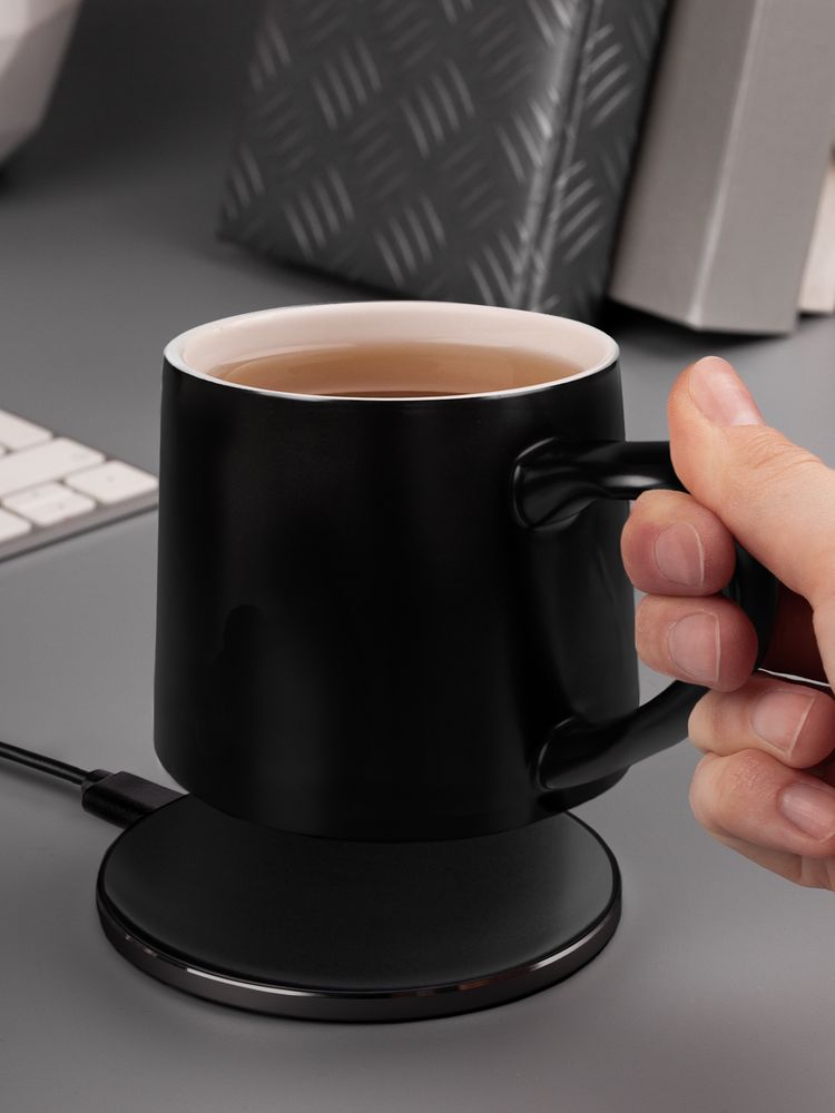 Кружка с подогревом и беспроводной зарядкой Dual Base ver. 2.0 matt, черная / Миниатюра имиджевого (1000)