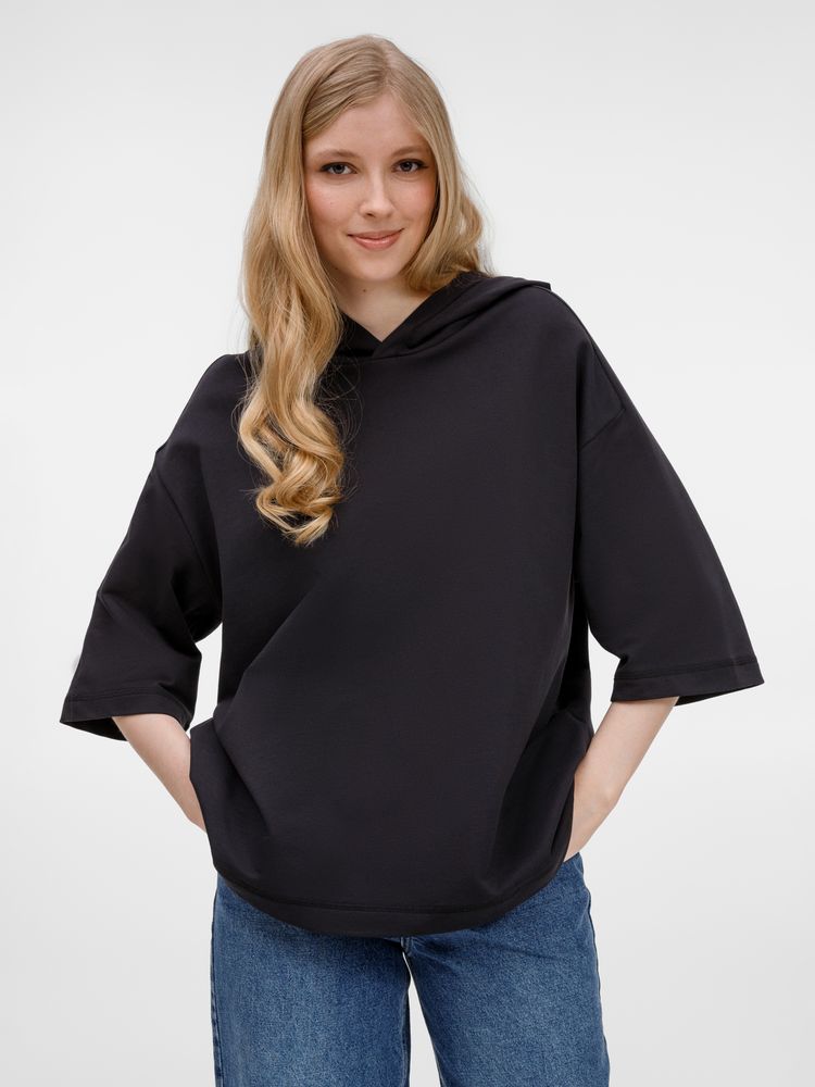 Футболка оверсай унисекс с капюшоном Neofit, черная / Миниатюра модельного (1000)