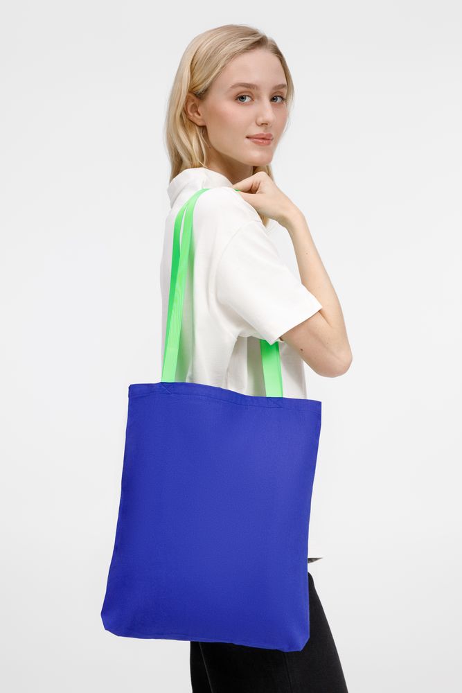 Шопер B4, синий с зелеными ручками / Миниатюра модельного (1000)
