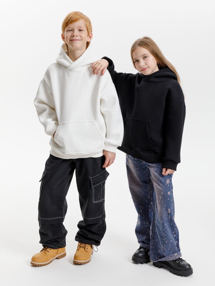 Худи детское оверсайз Junipero, черное / Миниатюра модельного (1000)