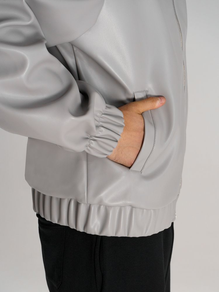 Бомбер из искусственной кожи Univer, серый / Миниатюра модельного (1000)