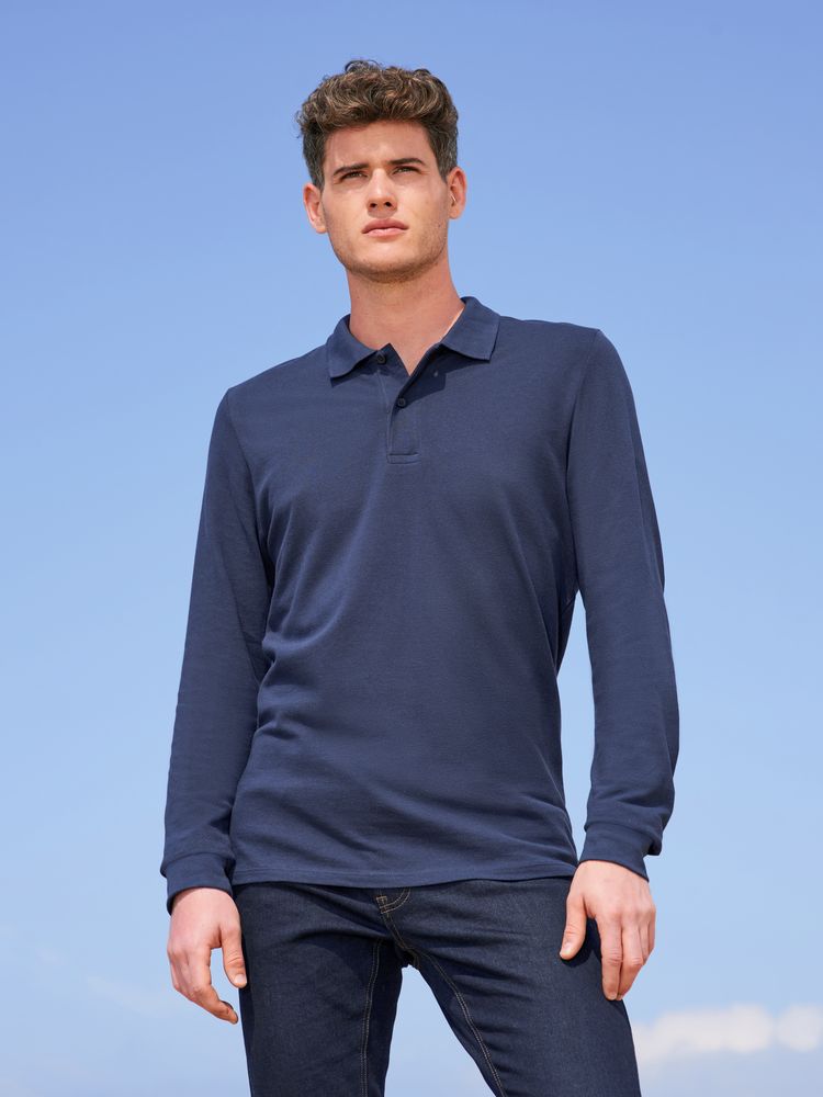 Рубашка поло мужская с длинным рукавом Perfect LSL Men, черный меланж / Миниатюра имиджевого (1000)