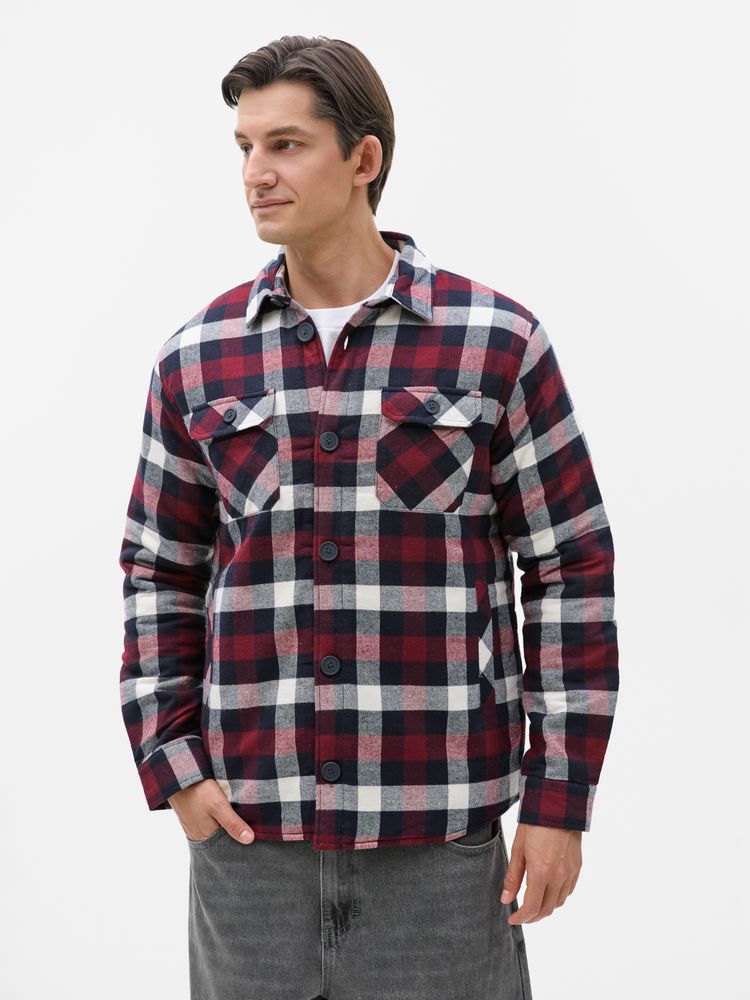 Куртка-рубашка оверсайз унисекс Noah, бордовая / Миниатюра модельного (1000)