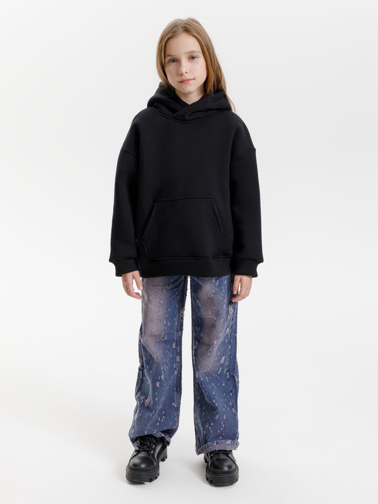 Худи детское оверсайз Junipero, черное / Миниатюра модельного (1000)