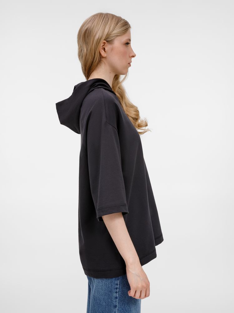 Футболка оверсай унисекс с капюшоном Neofit, черная / Миниатюра модельного (1000)