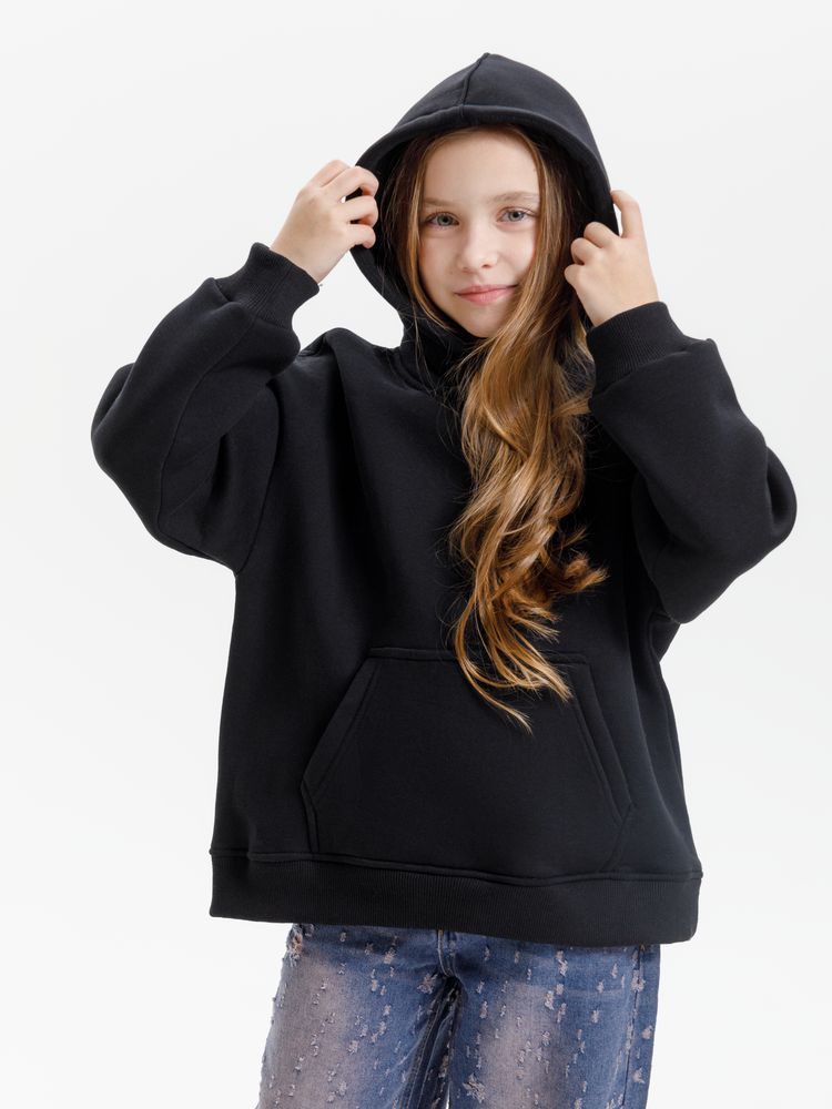 Худи детское оверсайз Junipero, черное / Миниатюра модельного (1000)