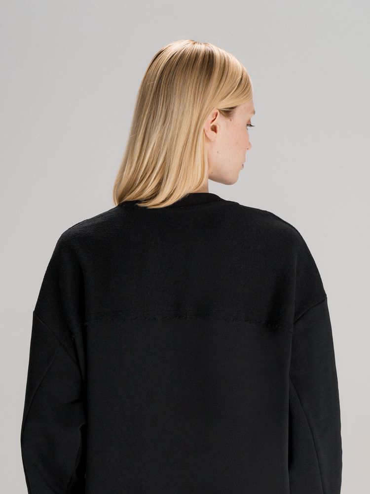 Свитшот оверсайз унисекс Vozduh, черный / Миниатюра модельного (1000)