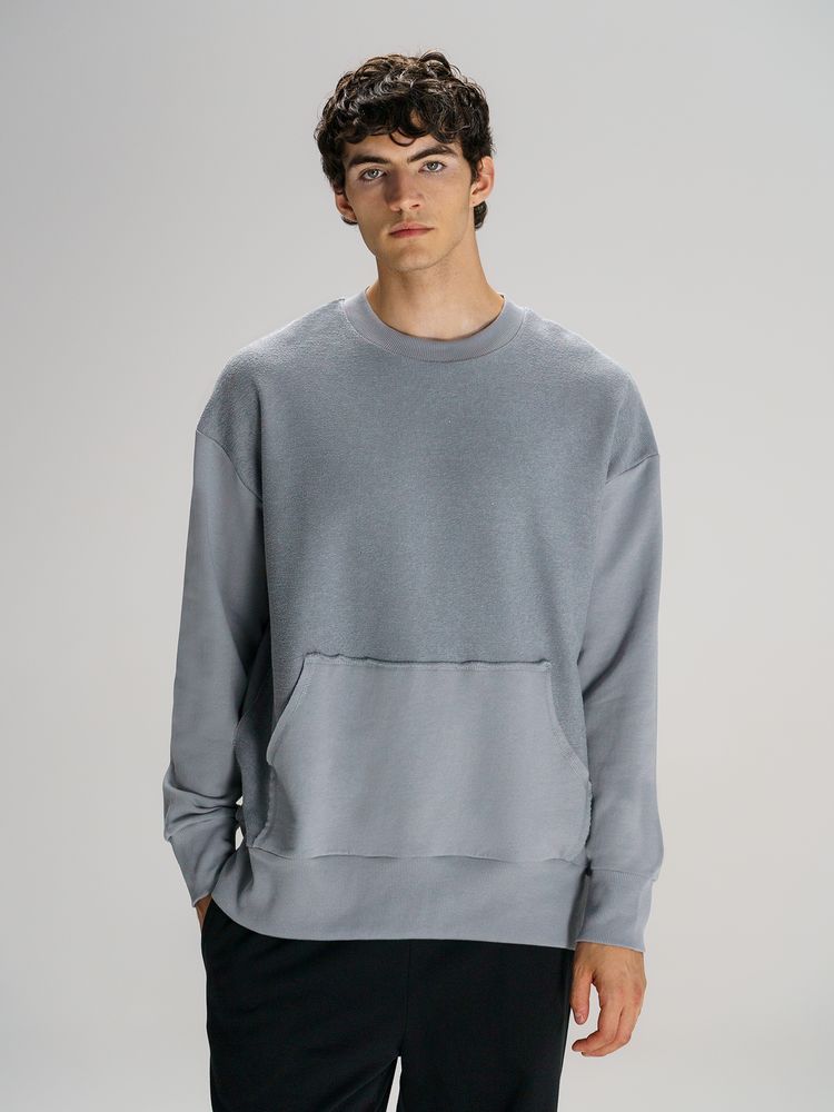 Свитшот оверсайз унисекс Vozduh, светло-серый / Миниатюра модельного (1000)