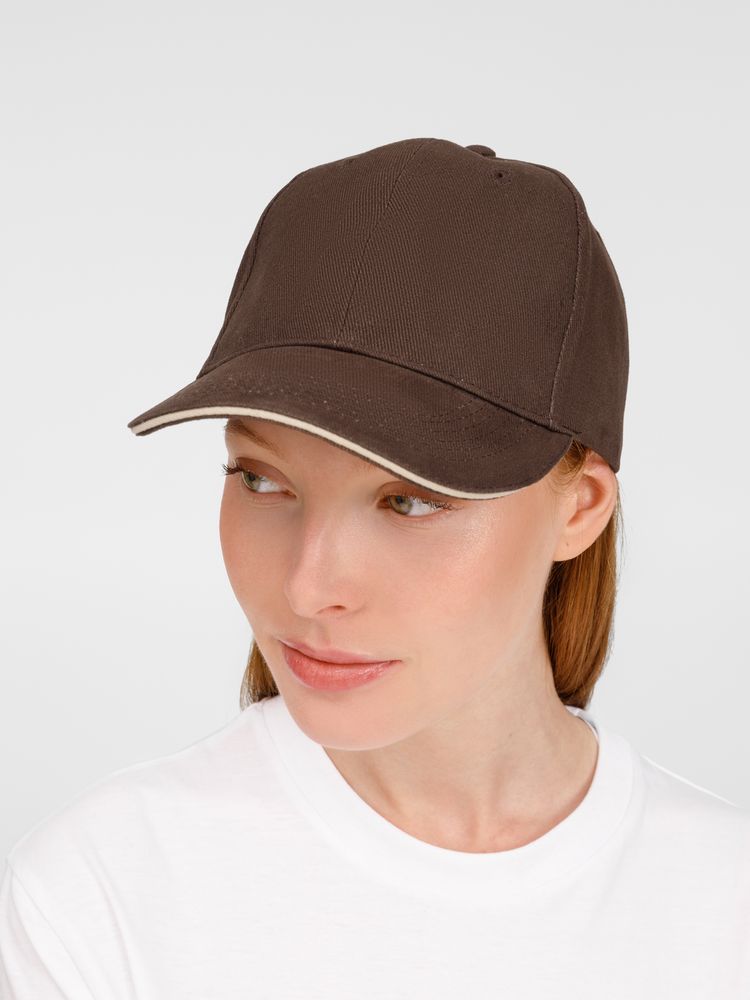 Бейсболка Buffalo, коричневая с бежевым / Миниатюра модельного (1000)