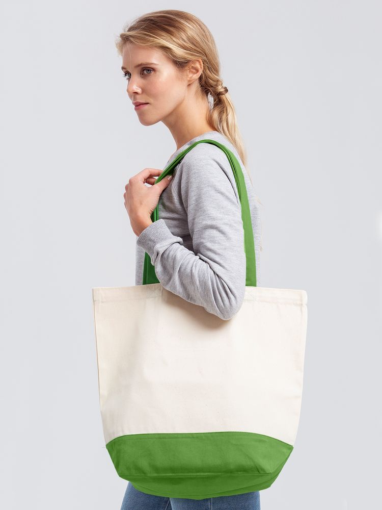 Холщовая сумка Shopaholic, ярко-зеленая / Миниатюра модельного (1000)